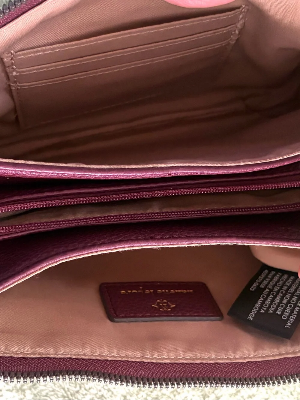 Nanette Lepore Wine Pebbled Leather Wristlet with Gold Hardware